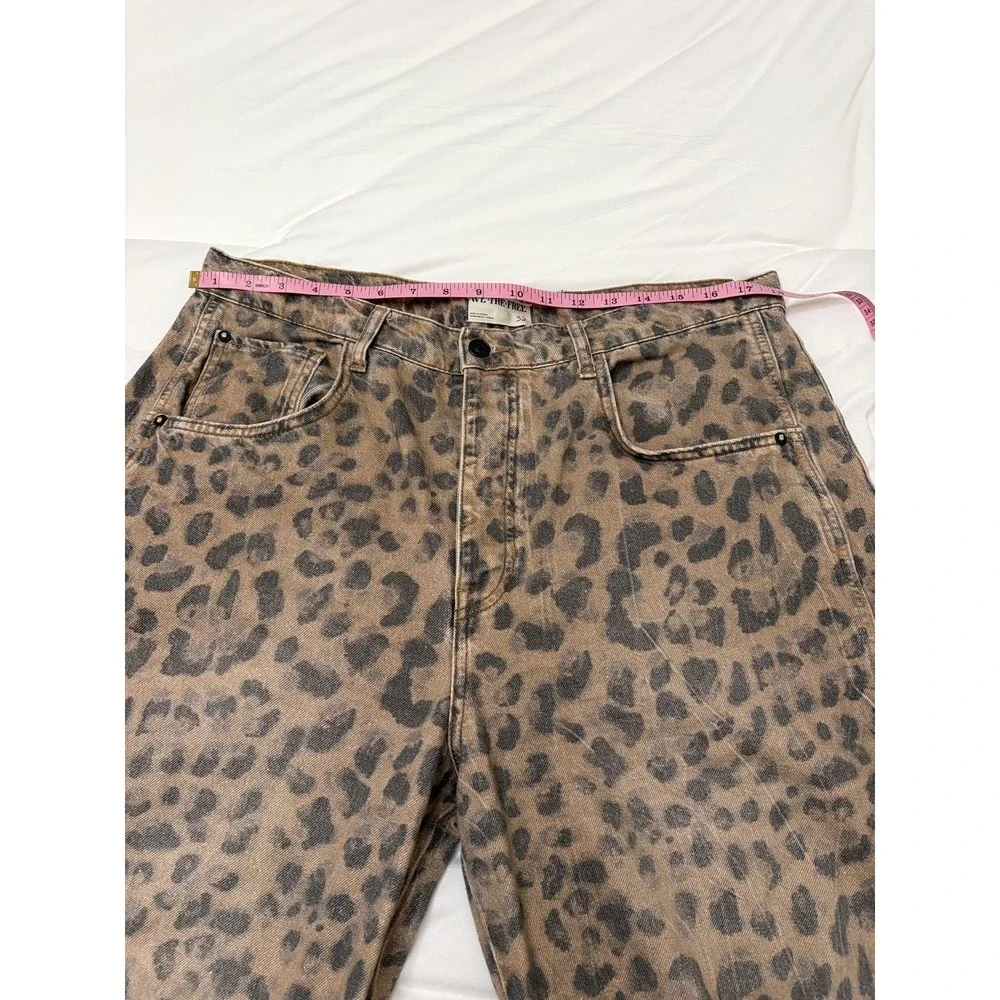 Free People We The Free Good Luck Barrel Jeans Leopard Print 32 OB2008953